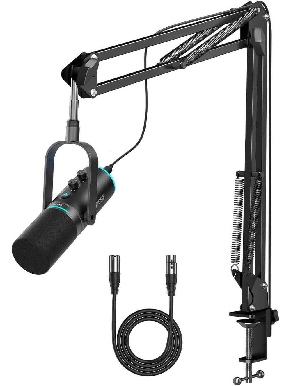 XLR/USB Dynamic Podcast Microphone with Adjustable Arm Stand